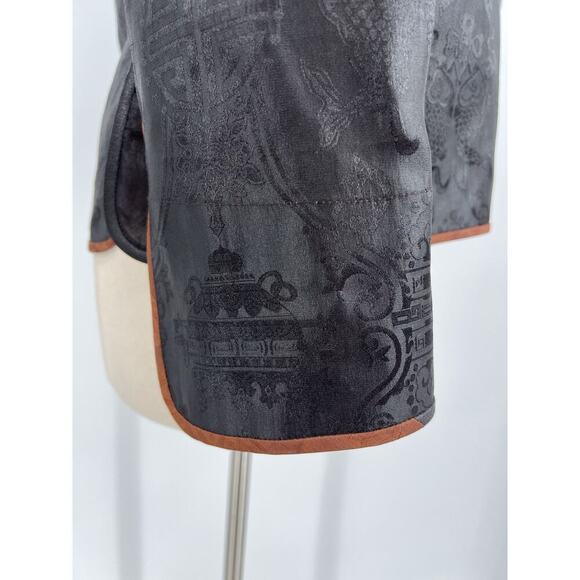 Sophie Hong Hand Dyed Silk Tailored Jacket Top Black Brown Size Medium - Picture 7 of 16